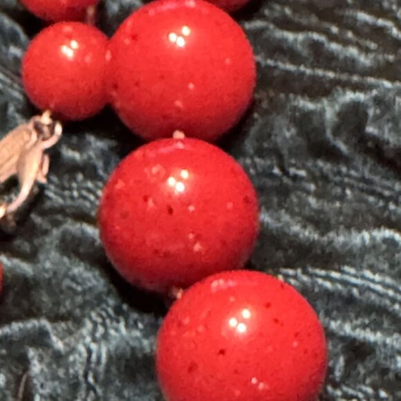 Ben-Amun Cherry Red Graduated Bead Necklace 36" Vintage Look Lobster Clasp Rock - Picture 5 of 9